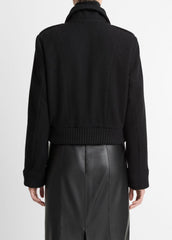 Italian Wool-Blend Cropped Jacket in Jackets - BLACK | VINCE Women