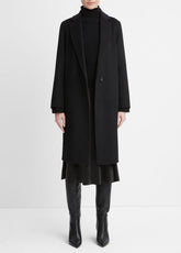 Classic Wool-Blend Straight Coat in Coats - BLACK | VINCE Women