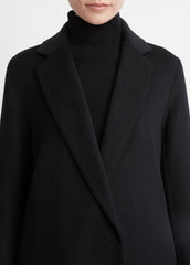 Classic Wool-Blend Straight Coat in Coats - BLACK | VINCE Women