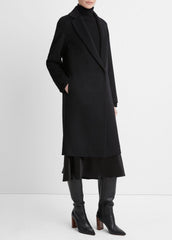 Classic Wool-Blend Straight Coat in Coats - BLACK | VINCE Women