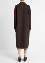 Wool-Blend Double-Breasted Long Coat in Coats - DEEP ESPRESSO | VINCE Women