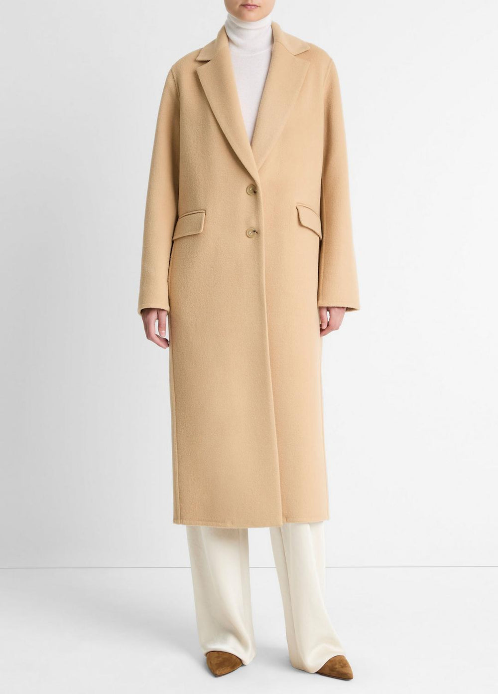 Wool-Blend Single-Breasted Coat in Coats - CAMEL | VINCE Women