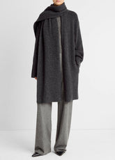 Draped-Scarf Wool-Blend Car Coat in Coats - DARK HEATHER GREY | VINCE Women