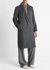 Classic Wool-Blend Straight Coat in Coats - CHARCOAL | VINCE Women