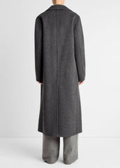 Wool-Blend Double-Breasted Long Coat in Coats - CHARCOAL | VINCE Women