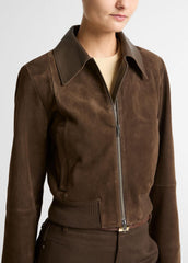 Suede Shrunken Bomber Jacket in Jackets - WILLOW | VINCE Women