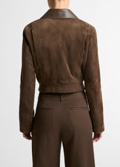 Suede Shrunken Bomber Jacket in Jackets - WILLOW | VINCE Women