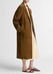 Suede Long Coat in Coats - WOOD MOSS | VINCE Women