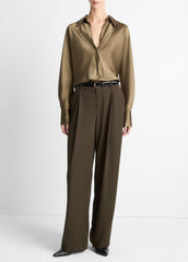 Silk Bias Long-Sleeve Blouse in Long Sleeve - CYPRESS | VINCE Women