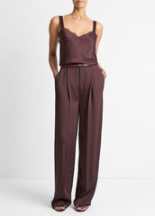 Lace-Trim Satin Camisole in Tank Tops - FIG | VINCE Women