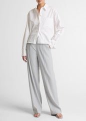 Cotton Cropped Button-Front Shirt in Long Sleeve - OPTIC WHITE | VINCE Women