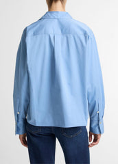 Cotton Cropped Button-Front Shirt in Long Sleeve - HYDRA | VINCE Women