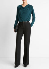 Matte Jersey Cowl-Neck Top in Long Sleeve - JUNIPER | VINCE Women