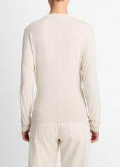 Fixed-Drape Long-Sleeve T-Shirt in Long Sleeve - HEATHER CREAM OAT | VINCE Women