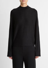 Cozy Dolman-Sleeve Mock-Neck Top in Long Sleeve - BLACK | VINCE Women