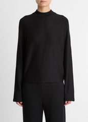 Cozy Dolman-Sleeve Mock-Neck Top in Long Sleeve - BLACK | VINCE Women