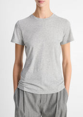 Essential Pima Cotton Crew Neck T-Shirt in Short Sleeve - HEATHER GREY | VINCE Women
