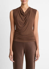 Jersey Draped Cowl-Neck Top in Tank Tops - ESPRESSO | VINCE Women