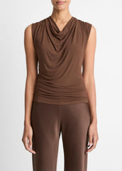 Jersey Draped Cowl-Neck Top in Tank Tops - ESPRESSO | VINCE Women