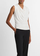 Jersey Draped Cowl-Neck Top in Tank Tops - GESSO | VINCE Women