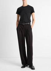 Essential Pima Cotton Crew Neck T-Shirt in Short Sleeve - BLACK | VINCE Women