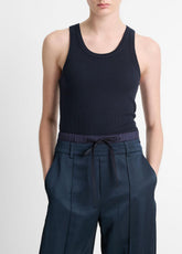 Ribbed Scoop-Neck Tank in Tank Tops - COASTAL BLUE | VINCE Women