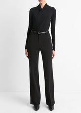 Fixed Wrap Long-Sleeve Top in Long Sleeve - BLACK | VINCE Women