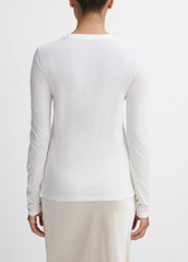 Essential Long Sleeve Crew Neck T-Shirt in Long Sleeve - OPTIC WHITE | VINCE Women