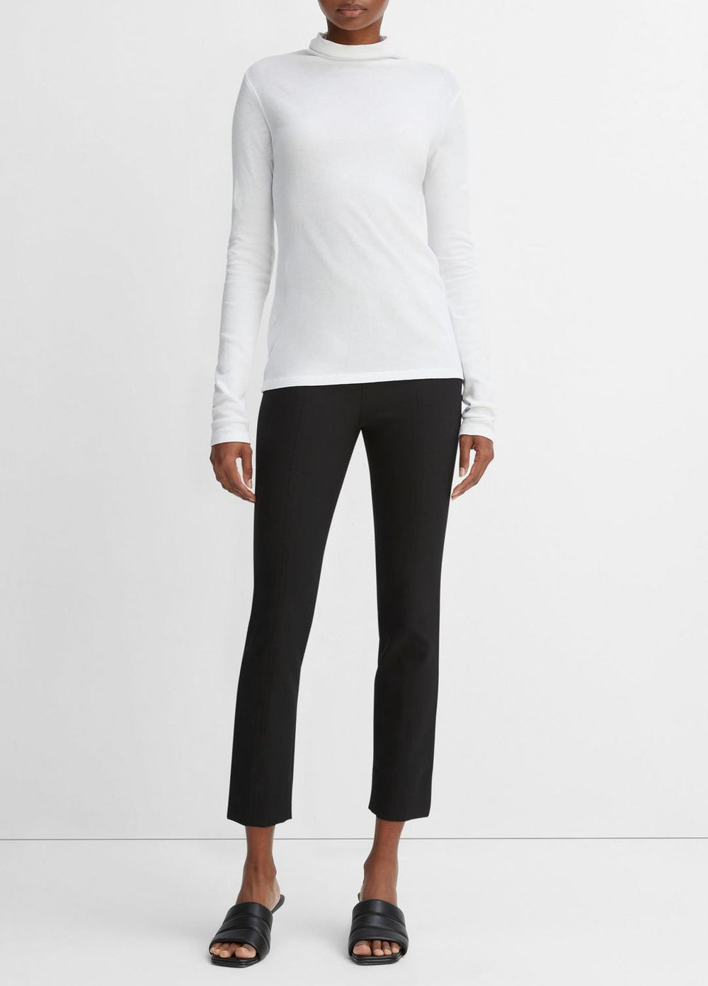Essential Long Sleeve Turtleneck in Long Sleeve - OPTIC WHITE | VINCE Women