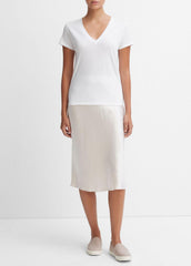 Essential Pima Cotton V-Neck T-Shirt in Short Sleeve - OPTIC WHITE | VINCE Women