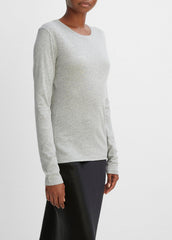 Essential Long Sleeve Crew Neck T-Shirt in Long Sleeve - HEATHER GREY | VINCE Women