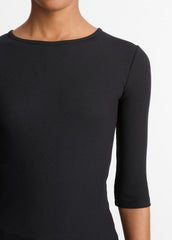 Elbow-Sleeve Crew Neck T-Shirt in Short Sleeve - BLACK | VINCE Women