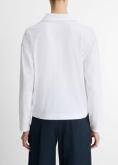 Easy Pima Cotton Long-Sleeve Polo Shirt in Long Sleeve - OPTIC WHITE | VINCE Women