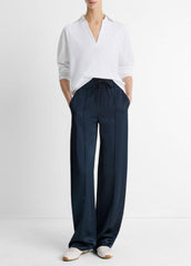 Easy Pima Cotton Long-Sleeve Polo Shirt in Long Sleeve - OPTIC WHITE | VINCE Women