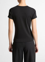 Pima Cotton-Blend '90s Shrunken T-Shirt in Short Sleeve - BLACK | VINCE Women