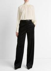 Italian Velvet High-Waist Wide-Leg Trouser in Wide Leg - BLACK | VINCE Women