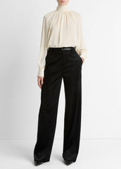 Italian Velvet High-Waist Wide-Leg Trouser in Wide Leg - BLACK | VINCE Women