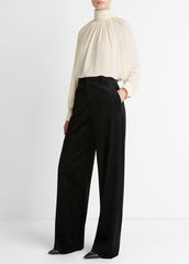 Italian Velvet High-Waist Wide-Leg Trouser in Wide Leg - BLACK | VINCE Women