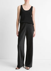 Colette High-Rise Fluid Satin Bias Pant in Trousers - BLACK | VINCE Women