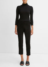 Stretch Suede Split Hem Crop Legging in Leggings - BLACK | VINCE Women