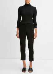 Stretch Suede Split Hem Crop Legging in Leggings - BLACK | VINCE Women