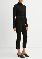 Stretch Suede Split Hem Crop Legging in Leggings - BLACK | VINCE Women