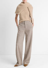 Donegal Wool-Blend Wide-Leg Trouser in Trousers - OAT STONE | VINCE Women