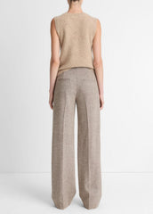 Donegal Wool-Blend Wide-Leg Trouser in Trousers - OAT STONE | VINCE Women