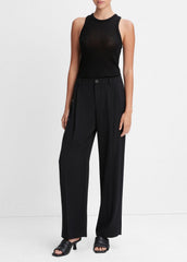 Drop-Waist Pleated Crepe Trouser in Trousers - BLACK | VINCE Women