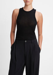 Drop-Waist Pleated Crepe Trouser in Trousers - BLACK | VINCE Women