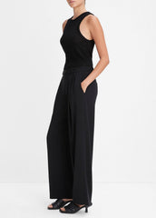 Drop-Waist Pleated Crepe Trouser in Trousers - BLACK | VINCE Women