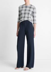 Cotton-Blend High-Waist Bias Pant in Wide Leg - COASTAL BLUE | VINCE Women
