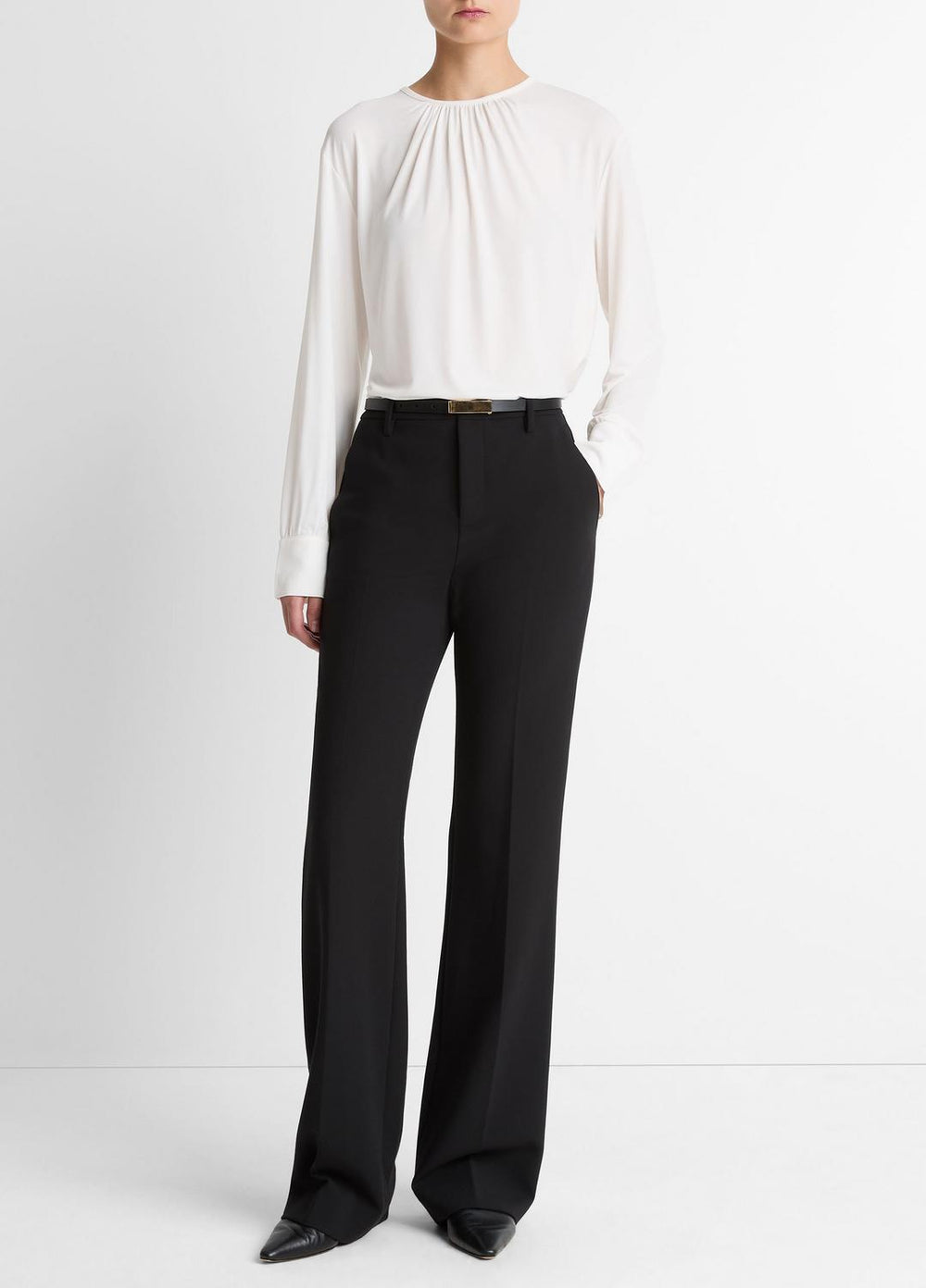 Mid-Rise Tailored Flare Pant in Trousers - BLACK | VINCE Women