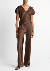 Colette High-Rise Fluid Satin Bias Pant in Trousers - ESPRESSO | VINCE Women